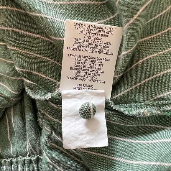 O’Neill Wes Stripe Moss Green V-neck Peplum Top Flowy Short Sleeve Women Size XL - Picture 11 of 11